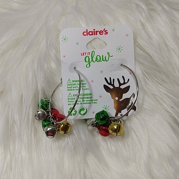 Claire's Christmas Jingle Bell Hoop Earrings - Picture 2 of 5